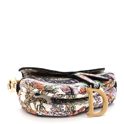 Christian Dior Canvas Embroidered 4 Saisons Été Saddle Bag White Multicolor 5 of 12
