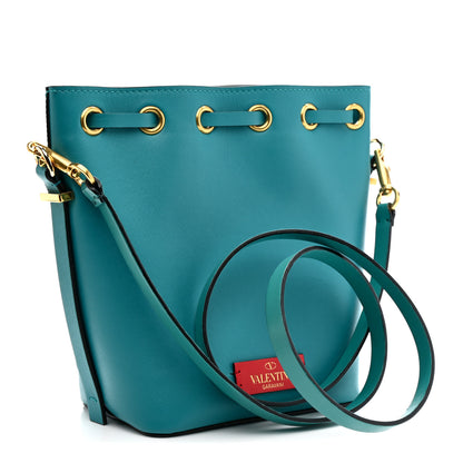 Valentino Garavani Calfskin Vlogo Bucket Bag Blue 3 of 10