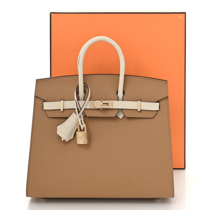 Hermes Epsom Horseshoe Birkin Sellier 25 Biscuit Nata 11 of 11