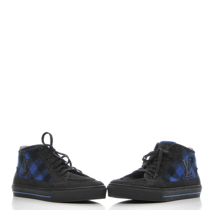 Louis Vuitton Nubuck Wool Plaid Sneakers 11 Blue 5 of 11