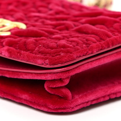 Chanel Velvet Quilted Camellia Velvet Flap Coin Purse With Chain Fuchsia 10 of 15