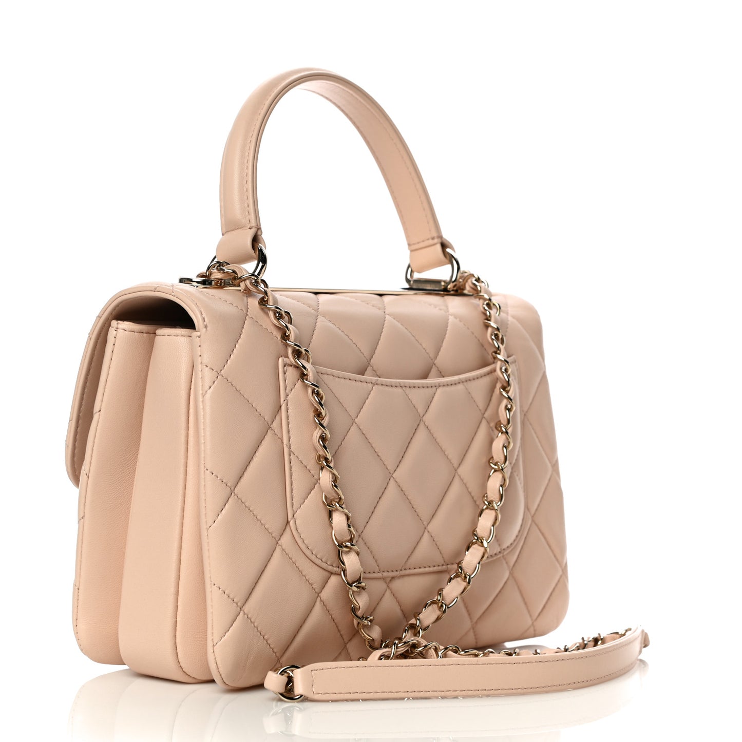 Lambskin Quilted Small Trendy CC Dual Handle Flap Bag Beige