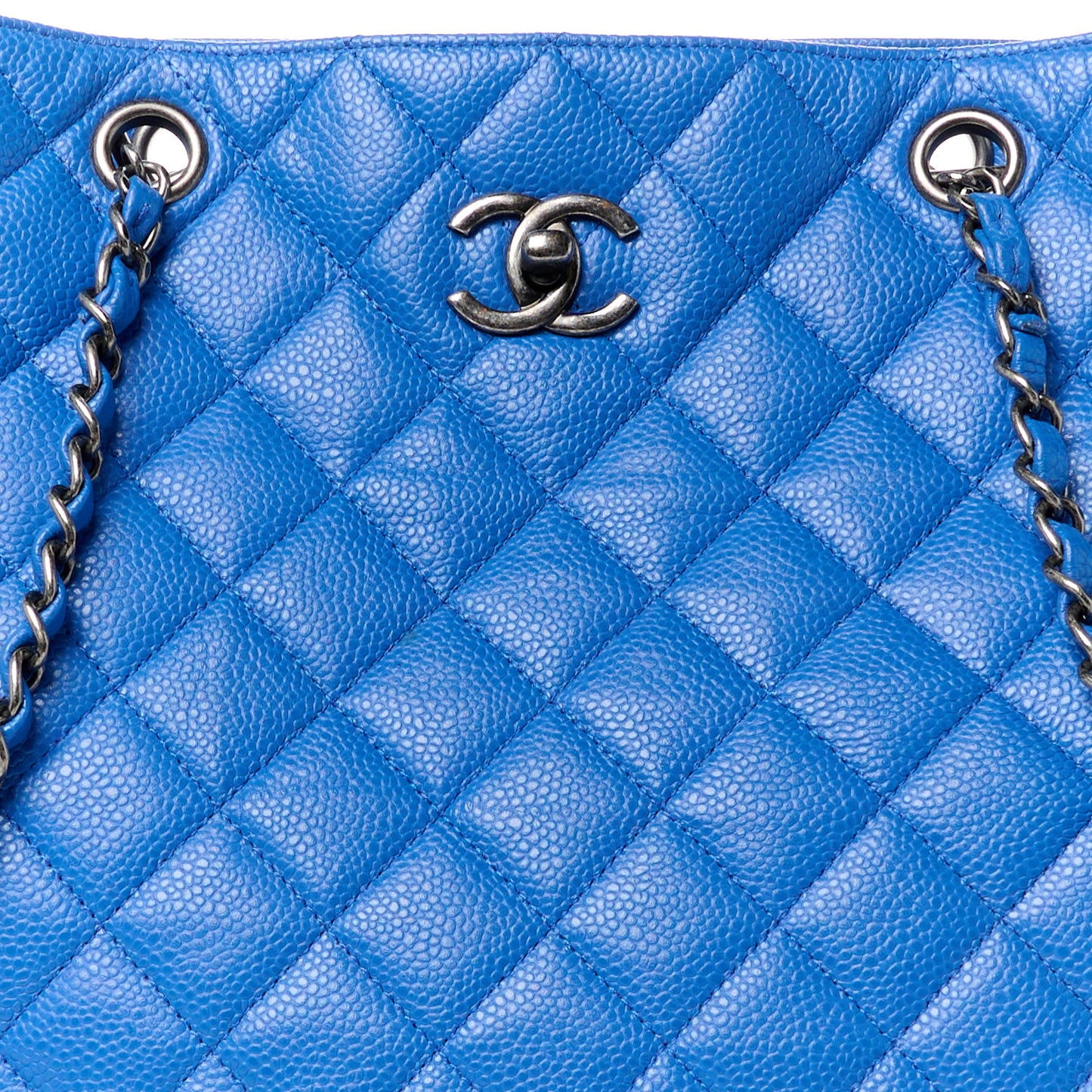 Caviar Quilted Large Classic Shopping Tote Blue