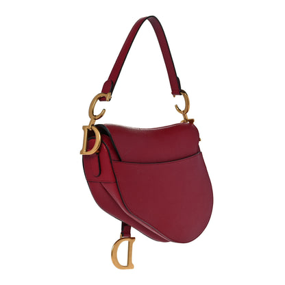 Christian Dior Grained Calfskin Saddle Bag Burgundy 2 of 8