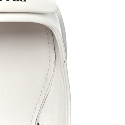 Prada Spazzolato Triangle Logo Pointed Toe Slingback Flats 37 White 9 of 12