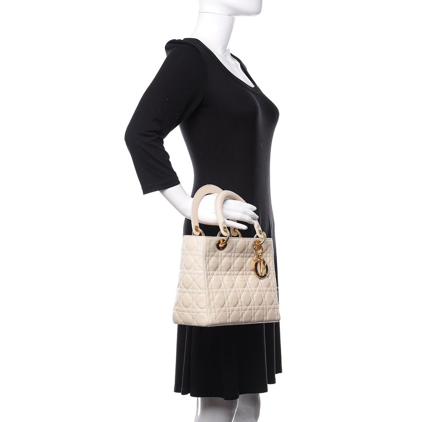 Lambskin Cannage Medium Lady Dior Light Beige
