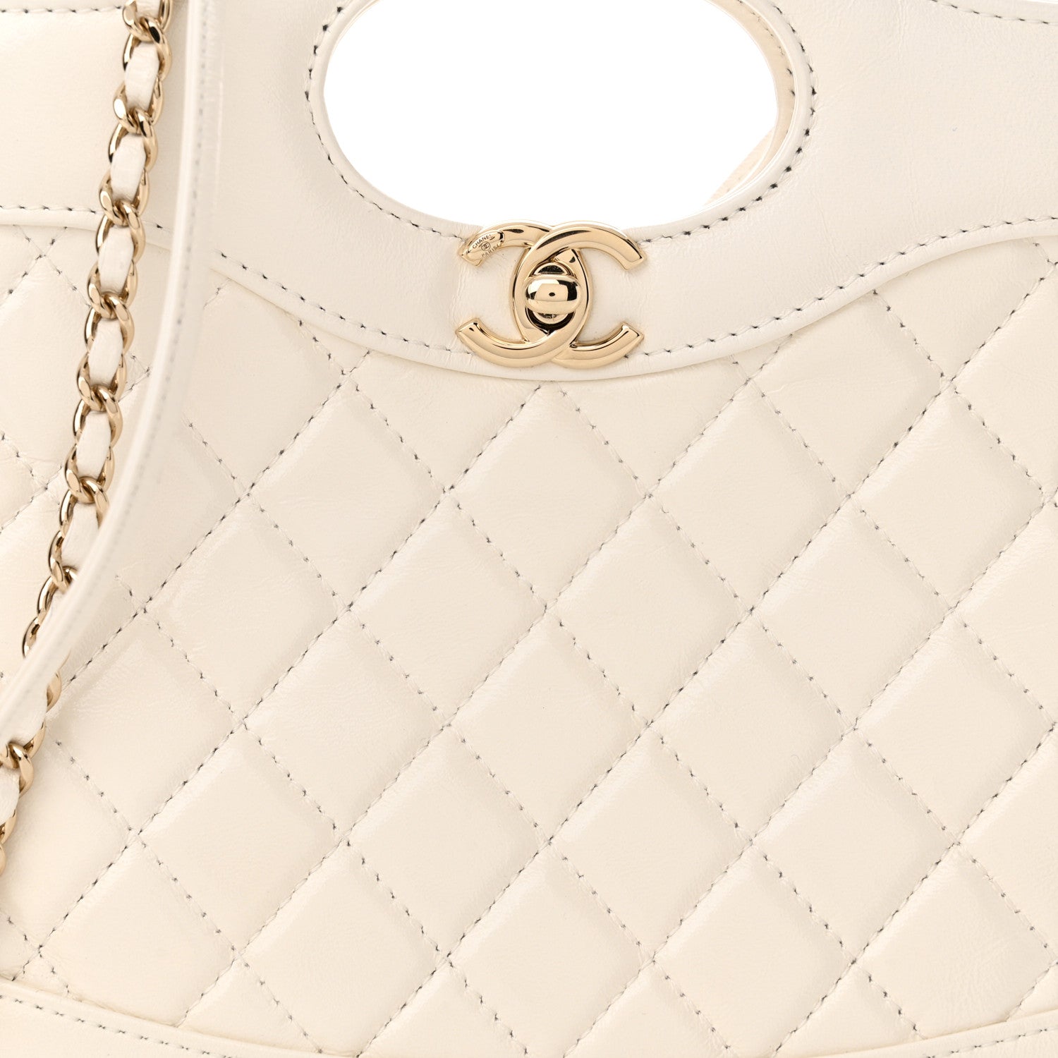 Chanel Shiny Lambskin Quilted Mini 31 Shopping Bag White 8 of 11