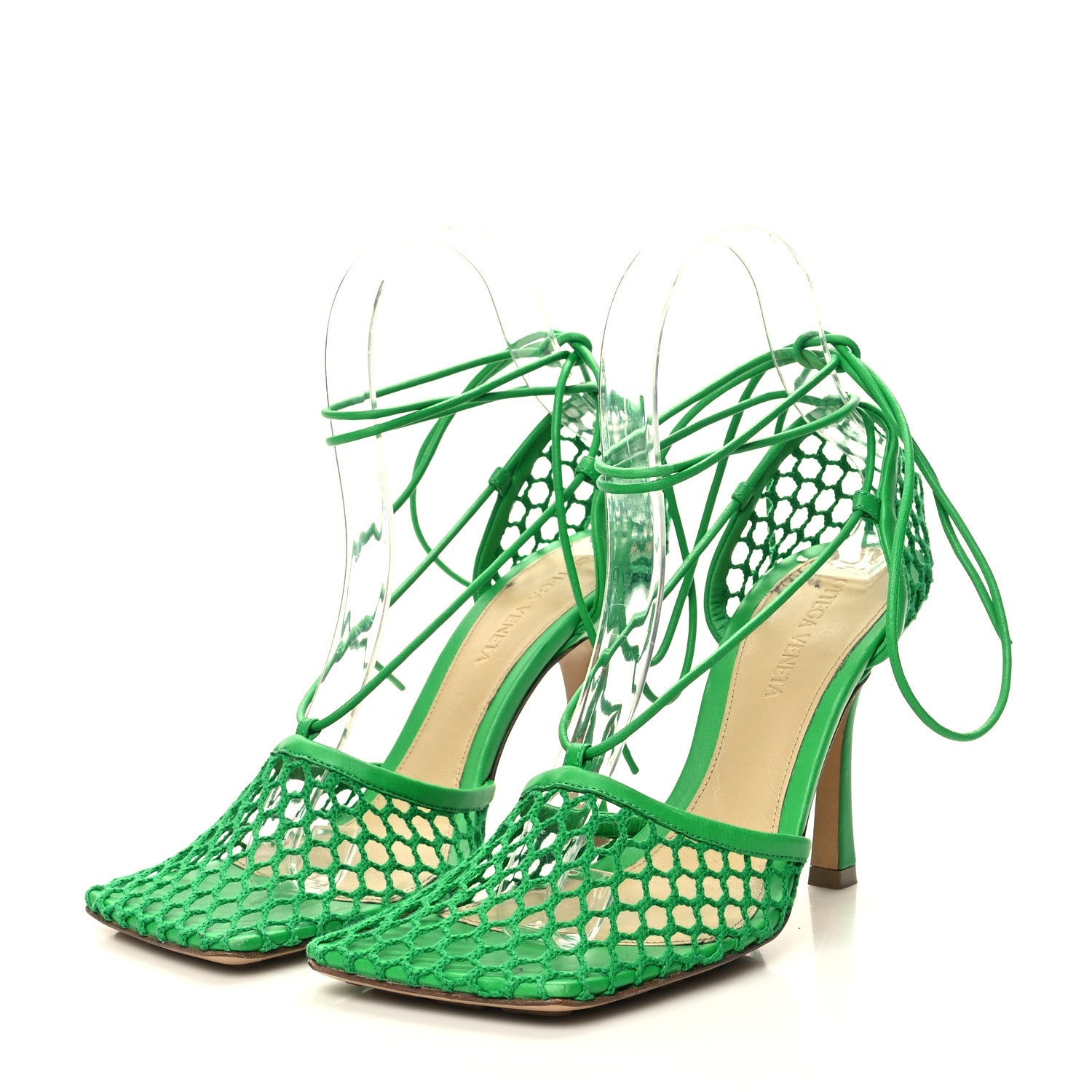 Bottega Veneta Mesh Nappa Stretch Ankle Tie 90mm Sandals 37 Grass 3 of 10