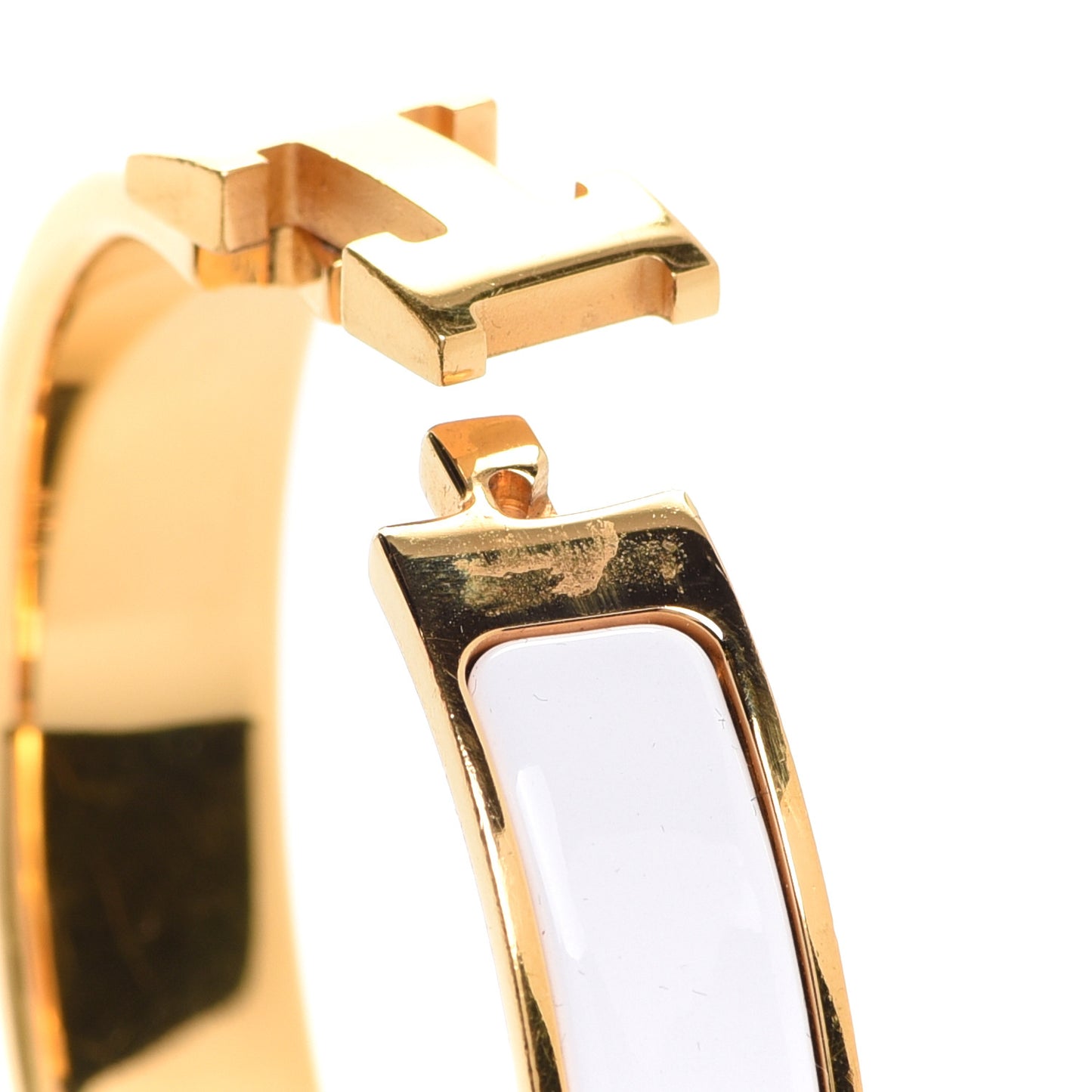 Enamel Narrow Clic Clac H Bracelet GM White