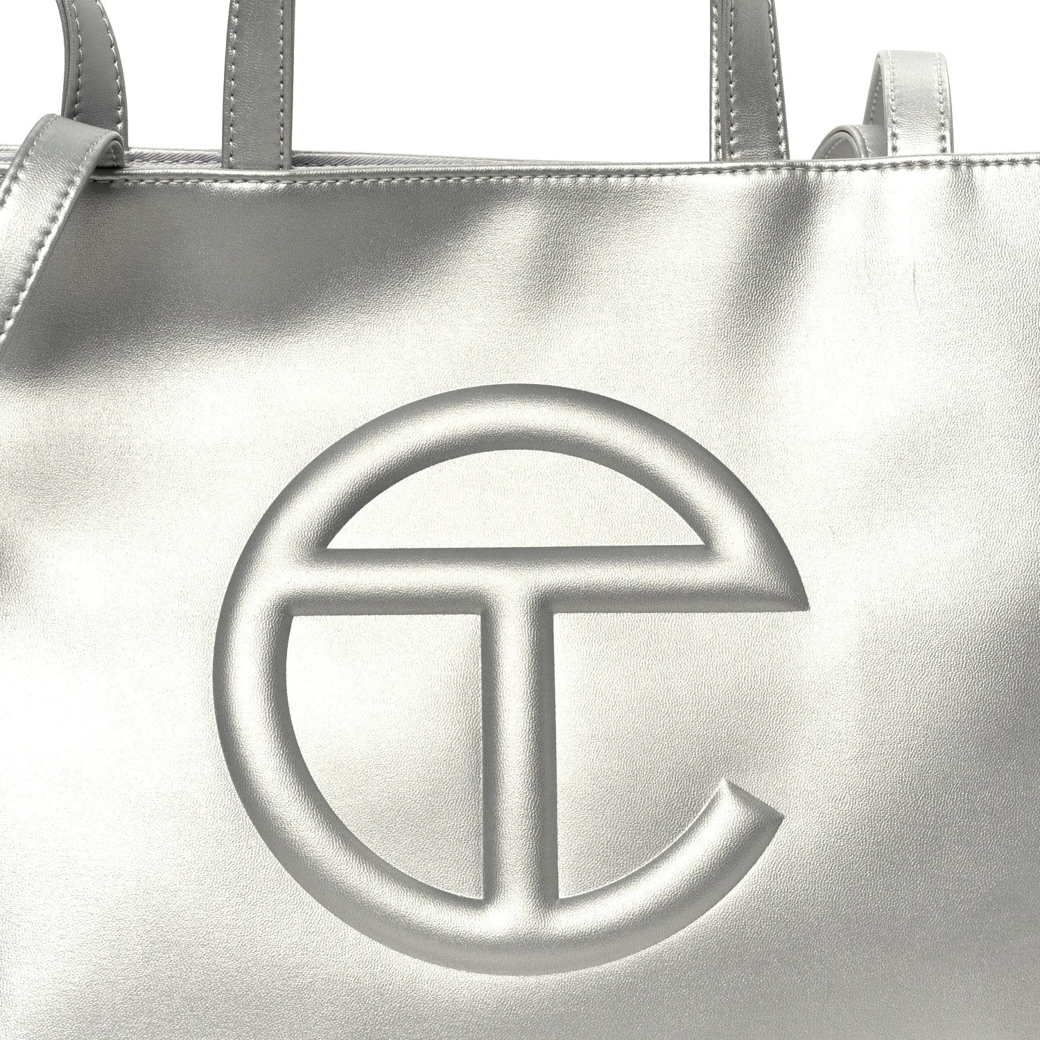 Telfar Metallic Vegan Leather Medium Shopping Bag Silver 8 of 10