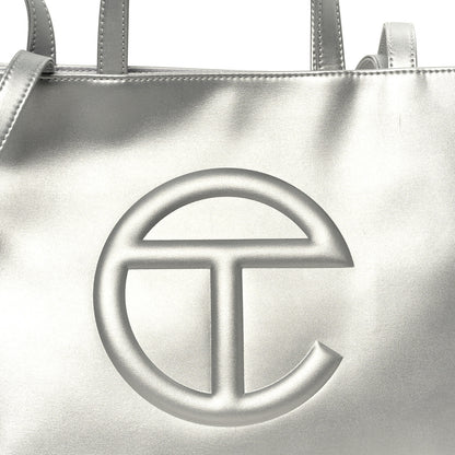 Telfar Metallic Vegan Leather Medium Shopping Bag Silver 8 of 10