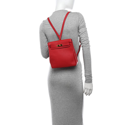 Hermes Taurillon Clemence Kelly Ado Backpack Rouge Casaque 2 of 10