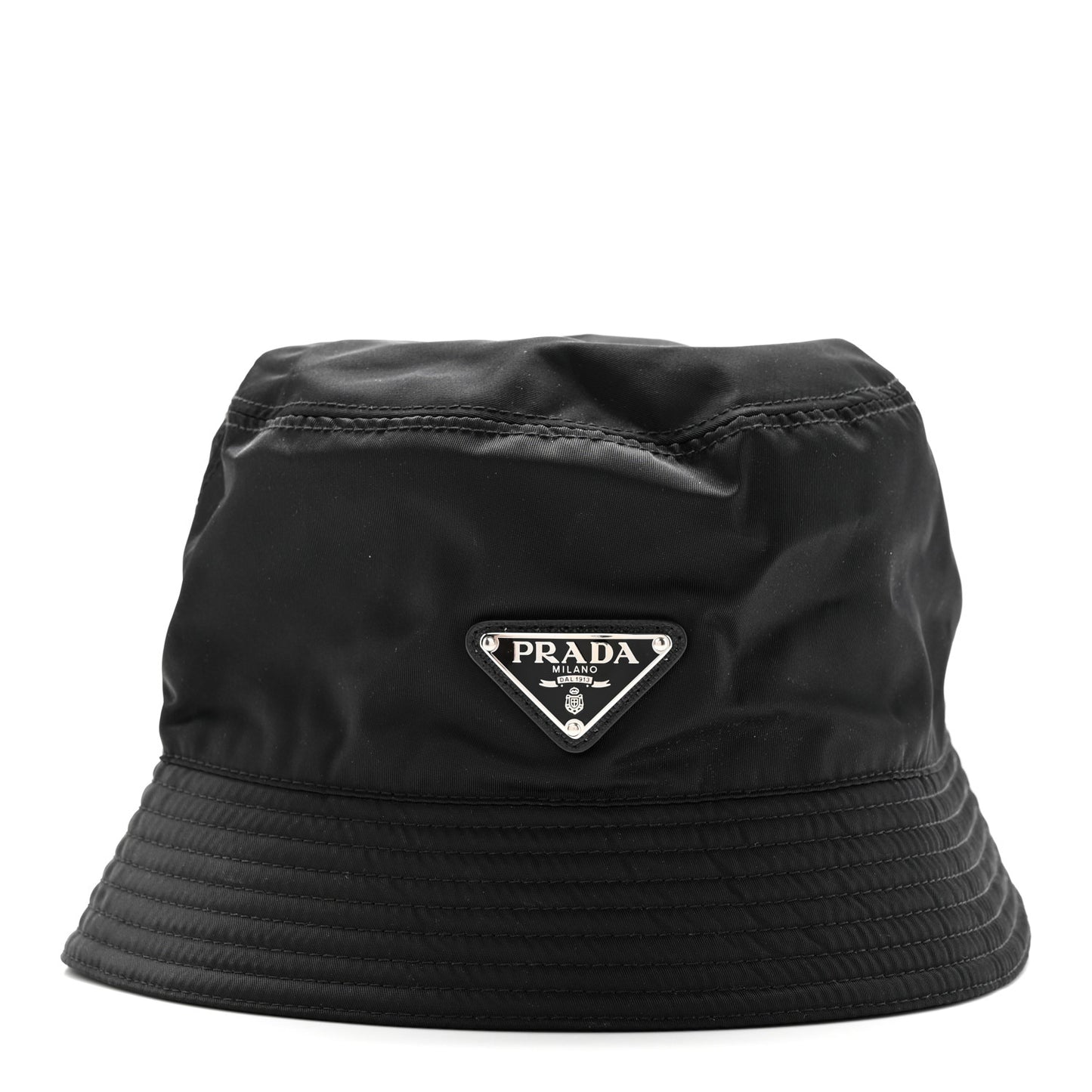 Re-Nylon Metal Triangle Logo Womens Bucket Hat M Black