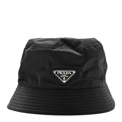 Prada Re-Nylon Metal Triangle Logo Womens Bucket Hat M Black 3 of 9