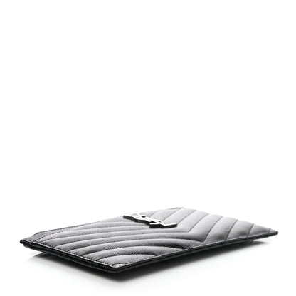 Saint Laurent Grain De Poudre Chevron Monogram Bill Pouch Black 4 of 7