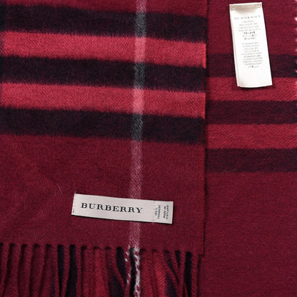 Burberry Cashmere Giant Check Fringe Scarf Dark Red 4 of 4