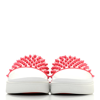 Christian Louboutin Calfskin Donna Studded Pool Fun Platform Flat Slide Sandals 39 Floride 2 of 9