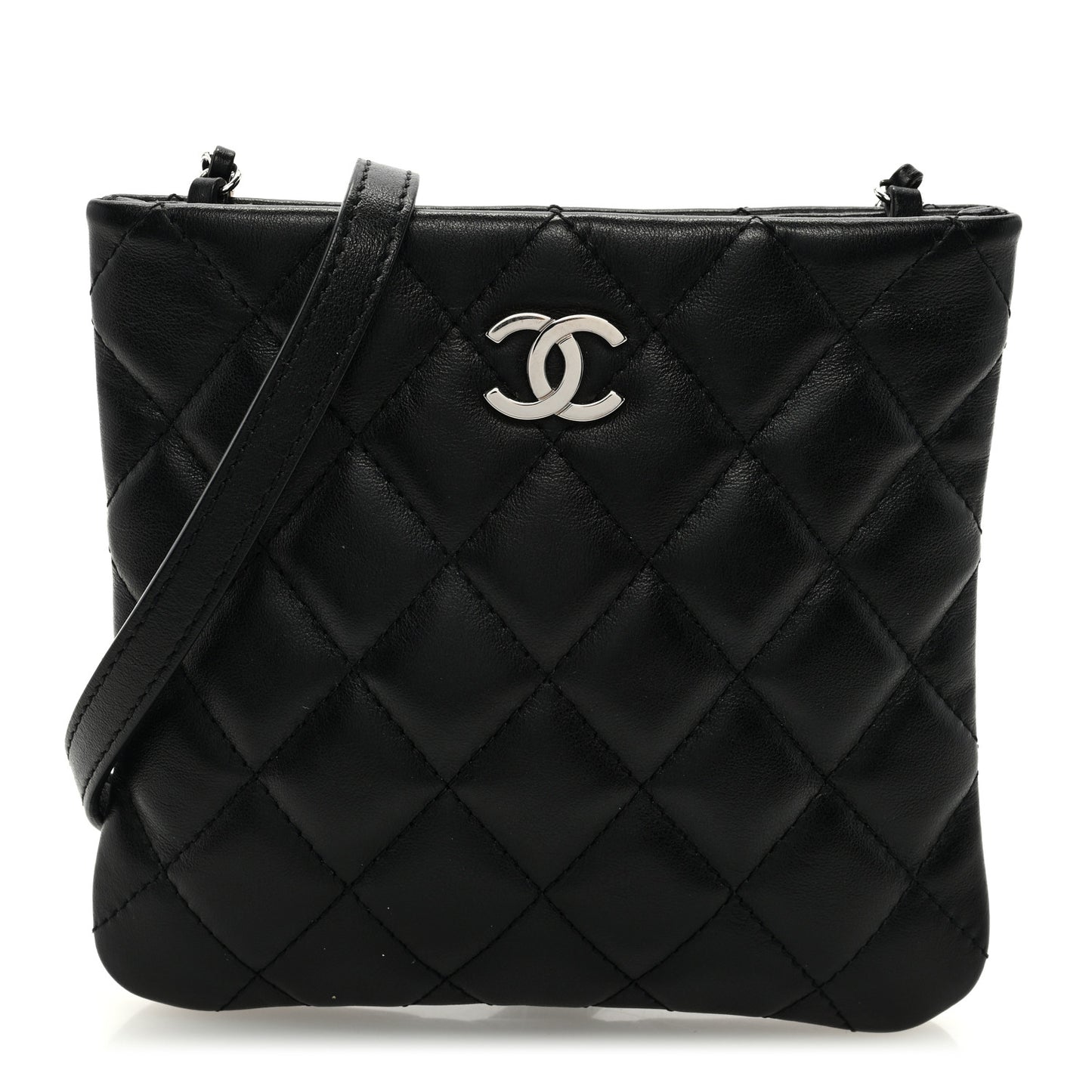 Lambskin Quilted Crossbody Bag Black