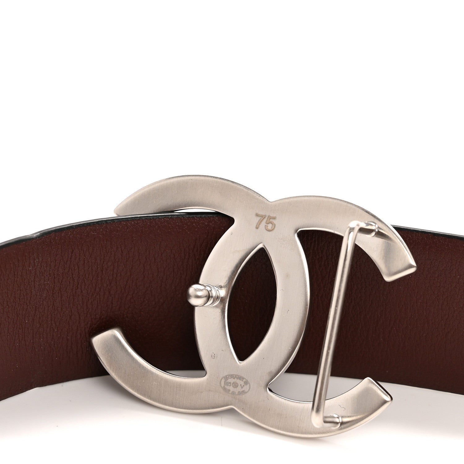 Chanel Calfskin CC Reversible Belt 75 30 Black Burgundy 5 of 6