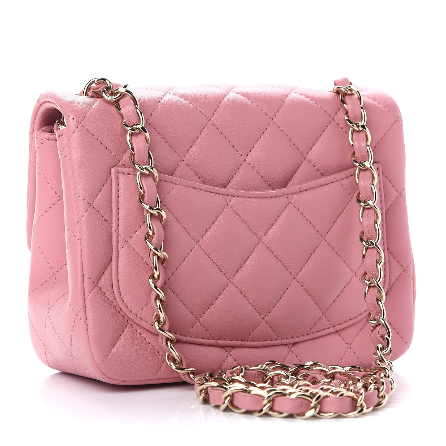Lambskin Quilted Mini Square Flap Pink