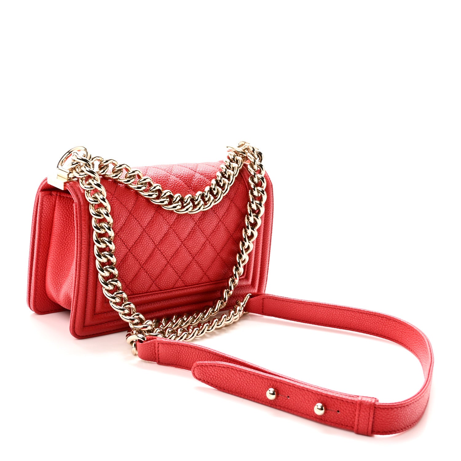 Chanel Caviar Quilted Small Boy Flap Red 3 of 10