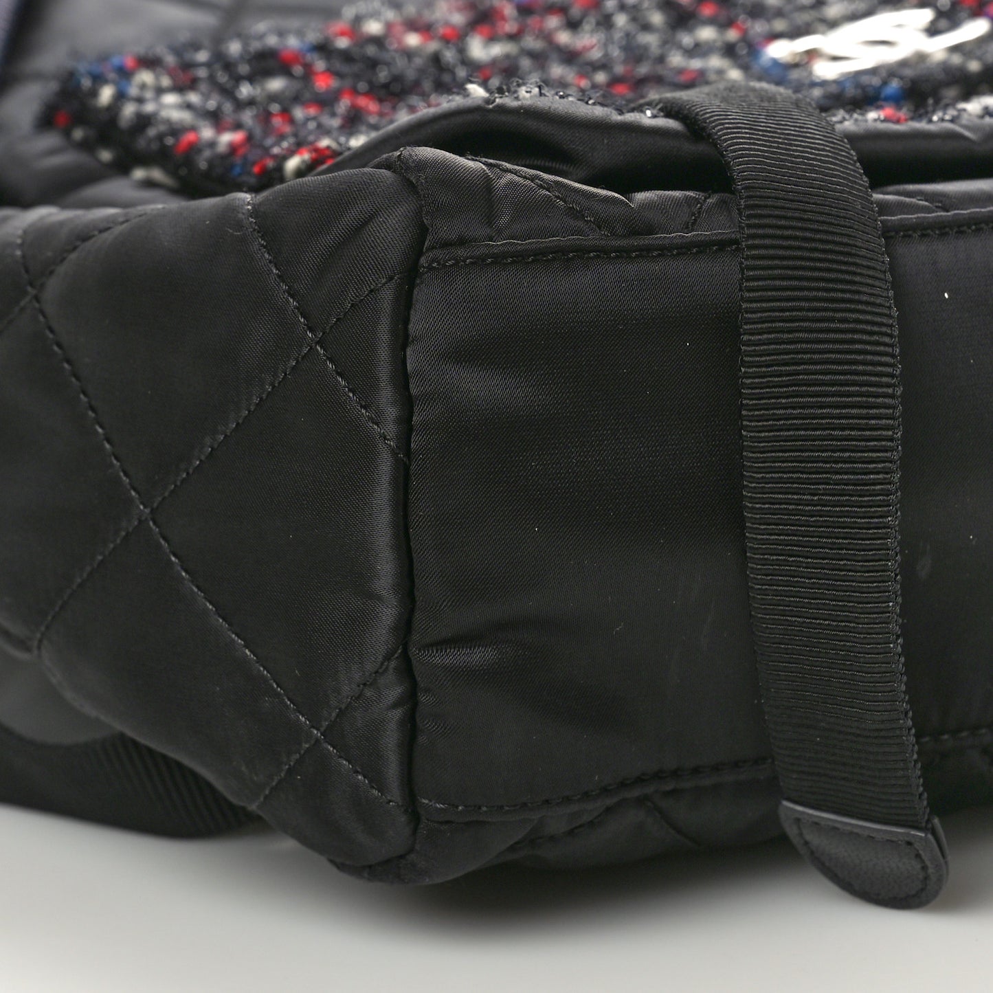 Tweed Nylon Quilted Astronaut Essentials Backpack Black Multicolor