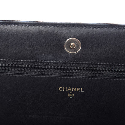 Chanel Velvet Pearl Diamond Embellished Wallet On Chain WOC Black 11 of 19
