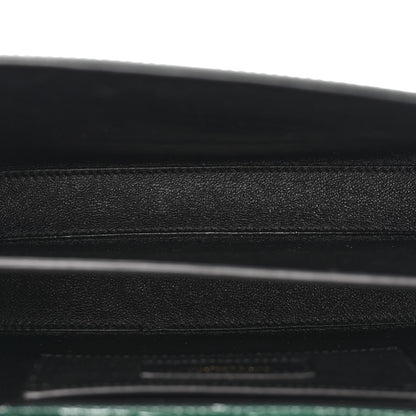 Saint Laurent Calfskin Crocodile Embossed Mini Classic Monogram Cassandra Top Handle Green 5 of 9