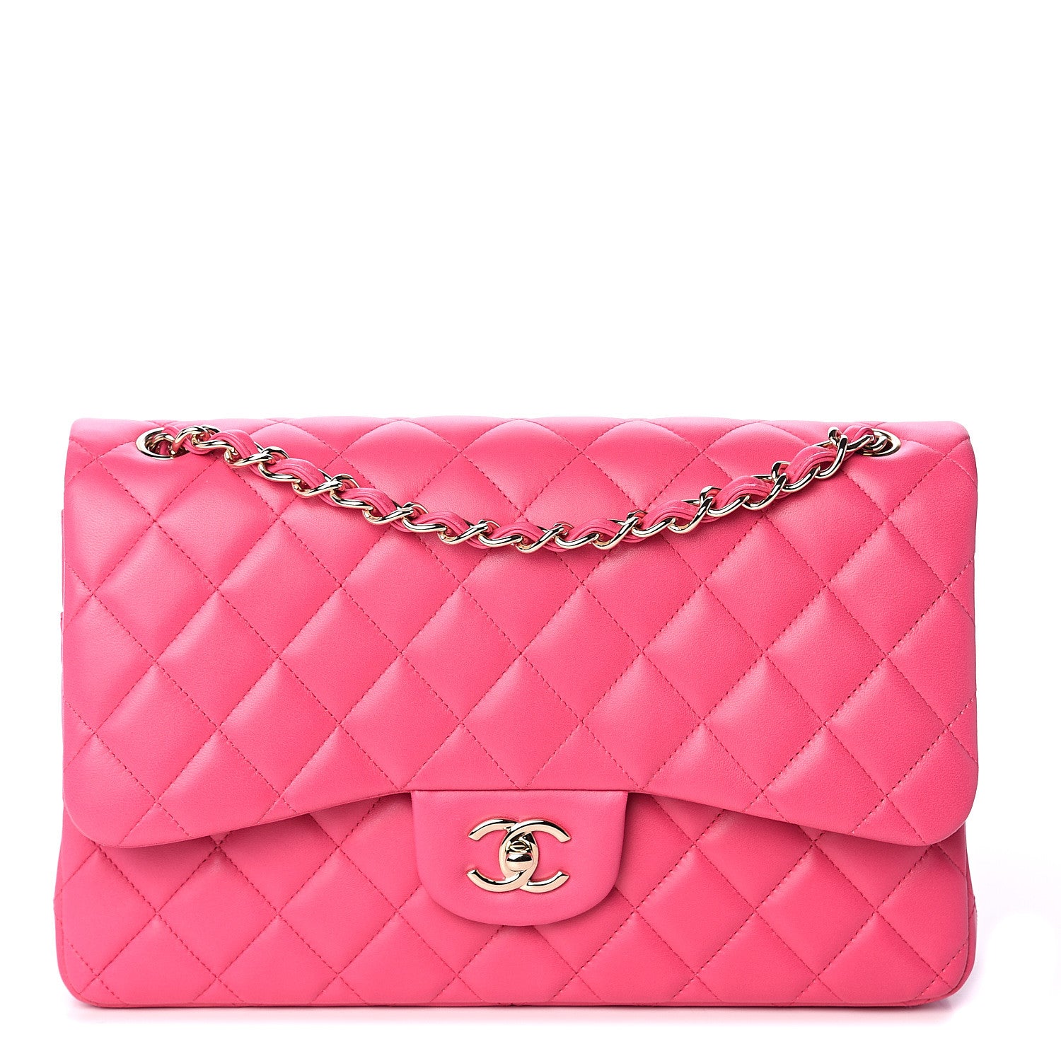 Chanel Lambskin Quilted Jumbo Double Flap Dark Pink 1 of 8