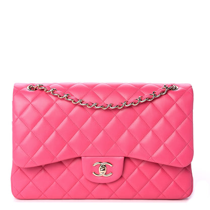 Chanel Lambskin Quilted Jumbo Double Flap Dark Pink 1 of 8