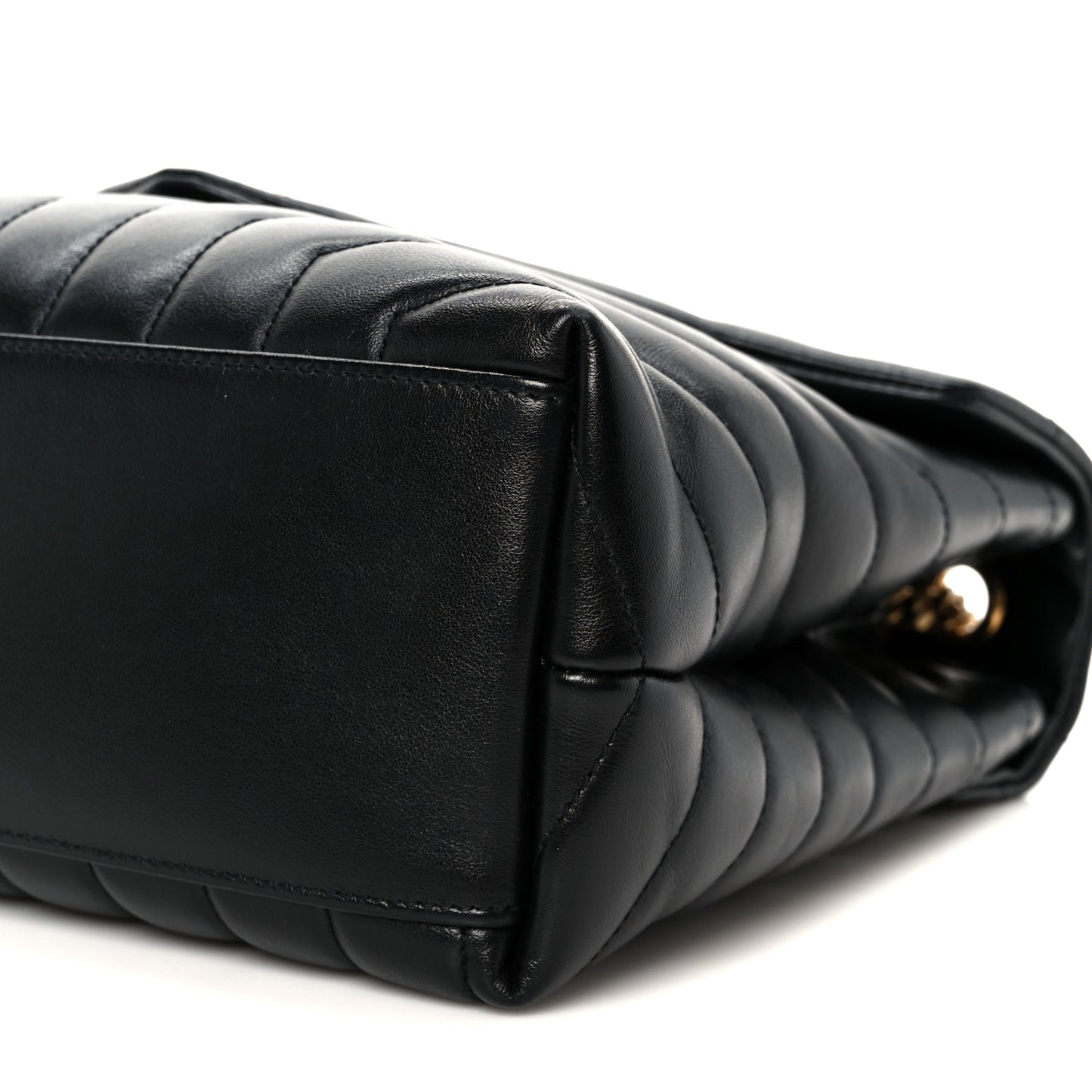 Calfskin Y Quilted Monogram Medium Loulou Chain Satchel Black