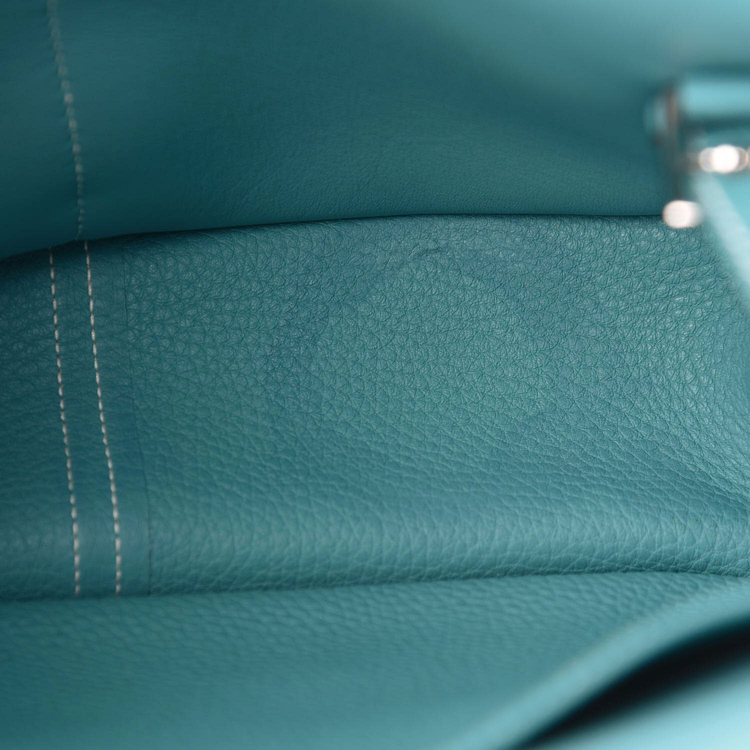 Hermes Taurillon Clemence Halzan 31 GM Bleu Jean 9 of 14