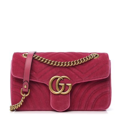 Gucci Velvet Matelasse Small GG Marmont Shoulder Bag Light Raspberry Rose 1 of 9