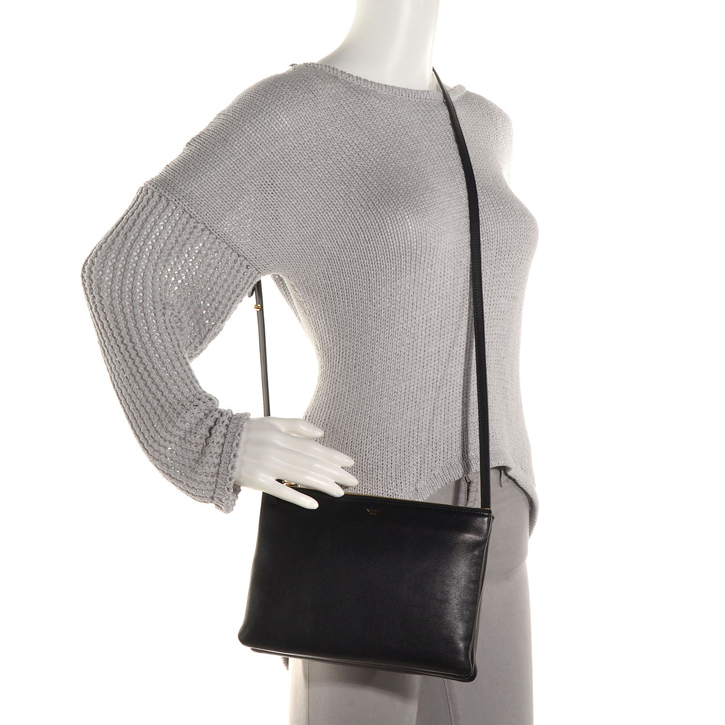 Lambskin Large Trio Crossbody Bag Black