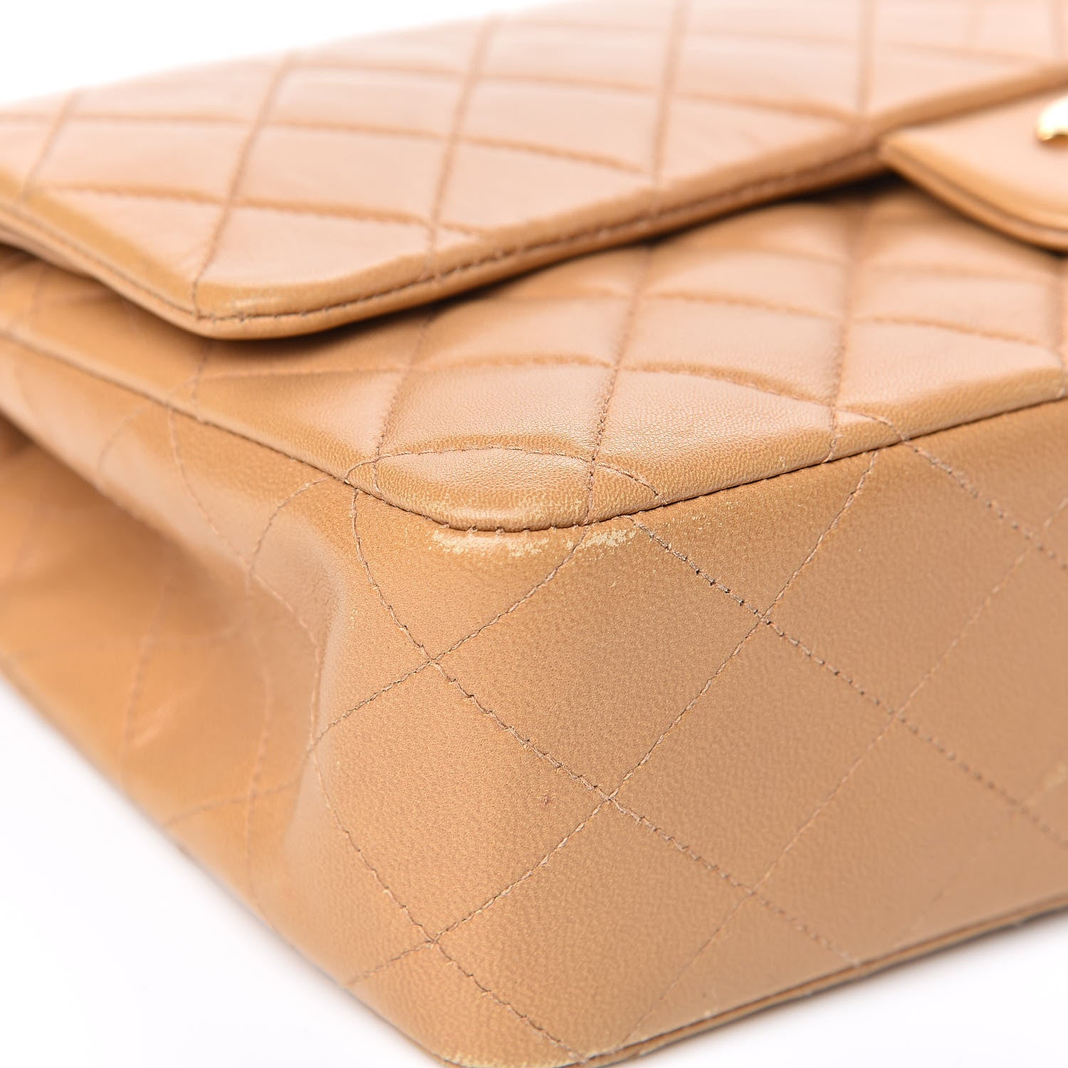 Chanel Lambskin Quilted Medium Double Flap Beige 9 of 14