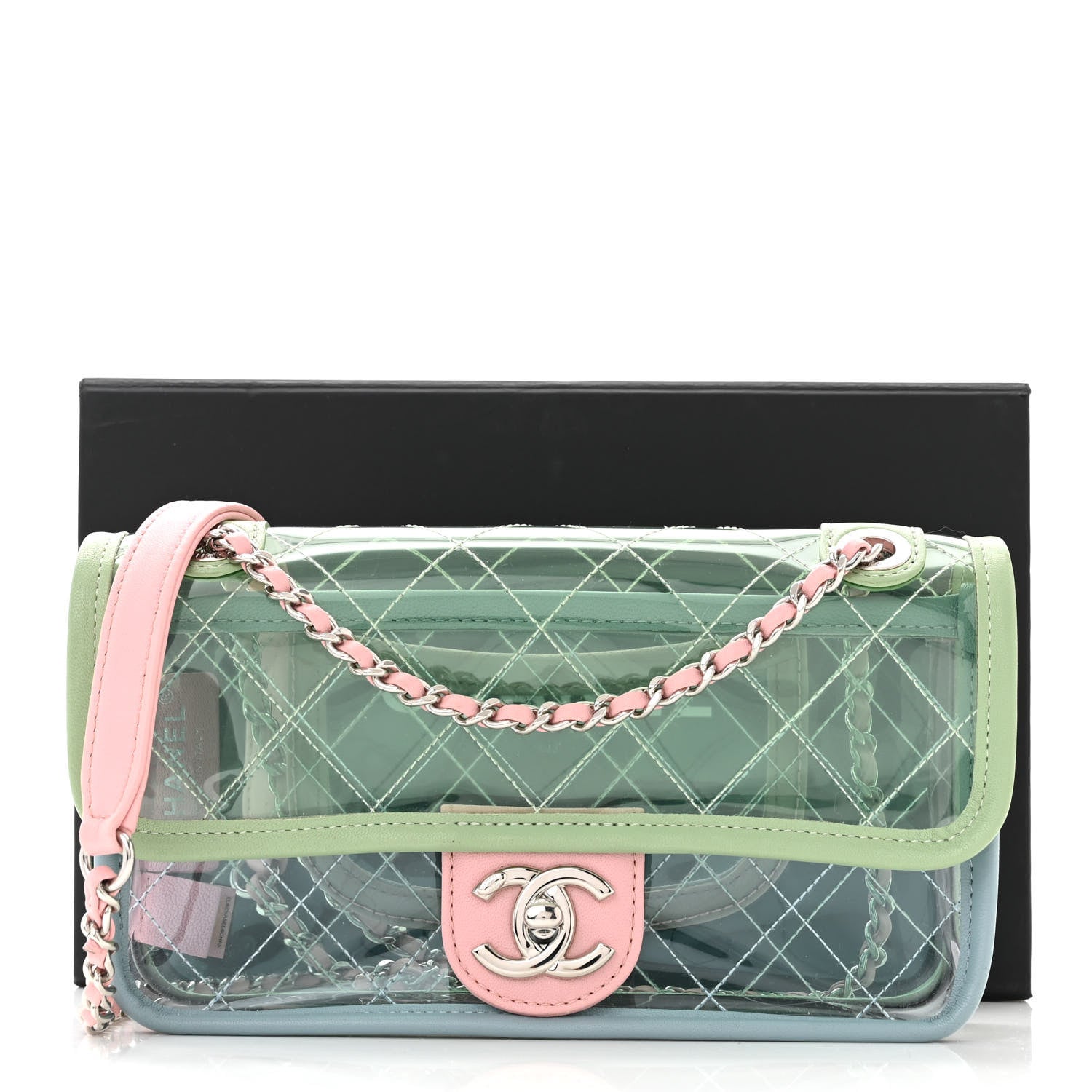 Chanel Lambskin PVC Quilted Mini Coco Splash Flap Blue Green 11 of 11
