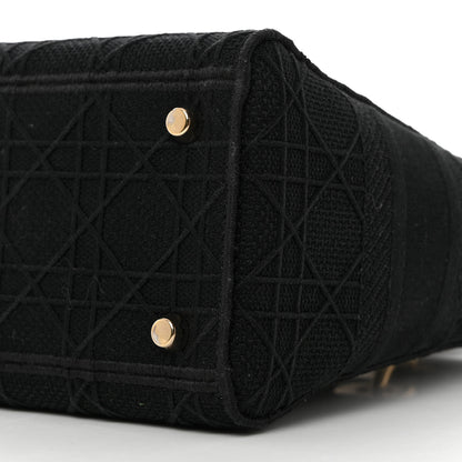 Christian Dior Canvas Embroidered Cannage Medium Lady D-Lite Black 10 of 10