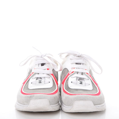 Chanel Suede Calfskin CC Sneakers 40 White Grey Pink 2 of 9