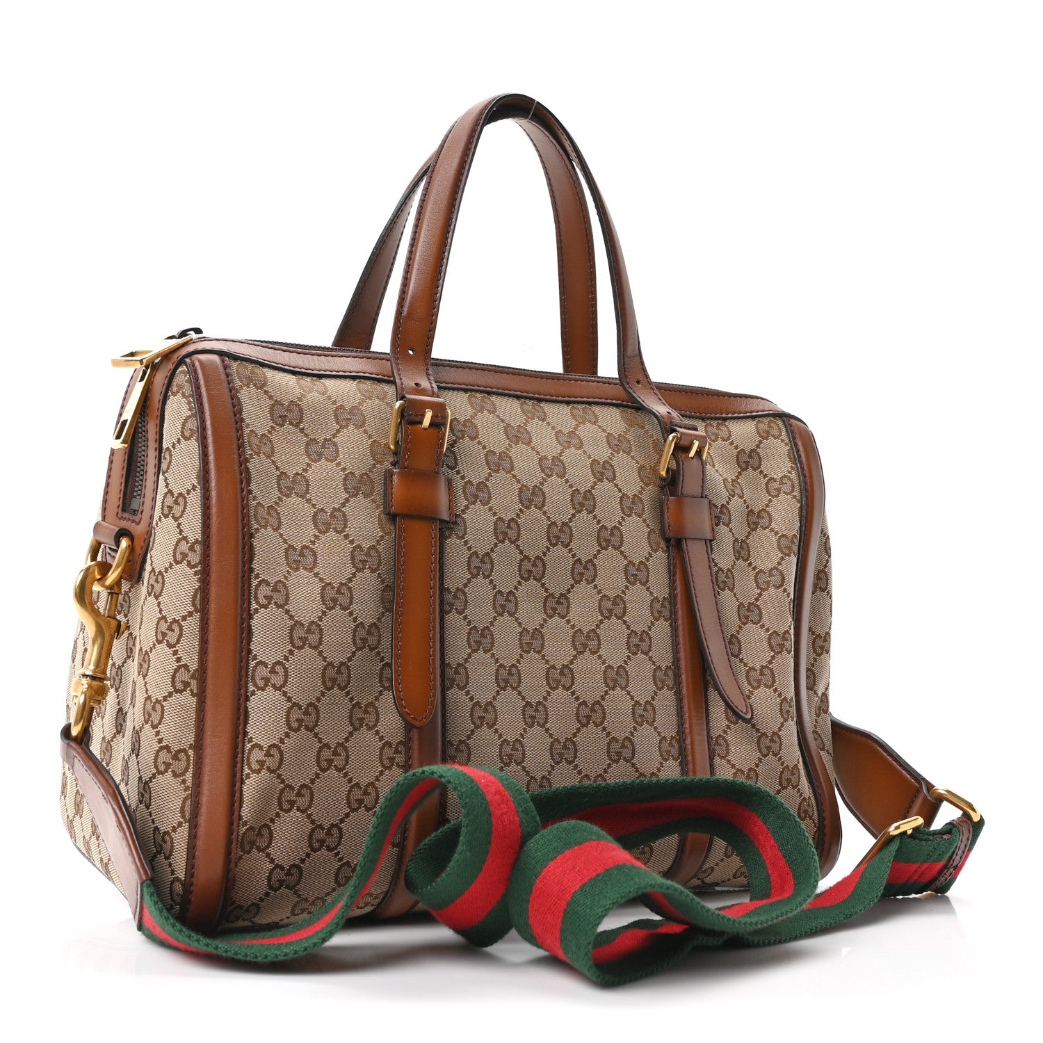 Gucci Monogram Medium Lady Web Boston Bag Beige Cuir 3 of 10