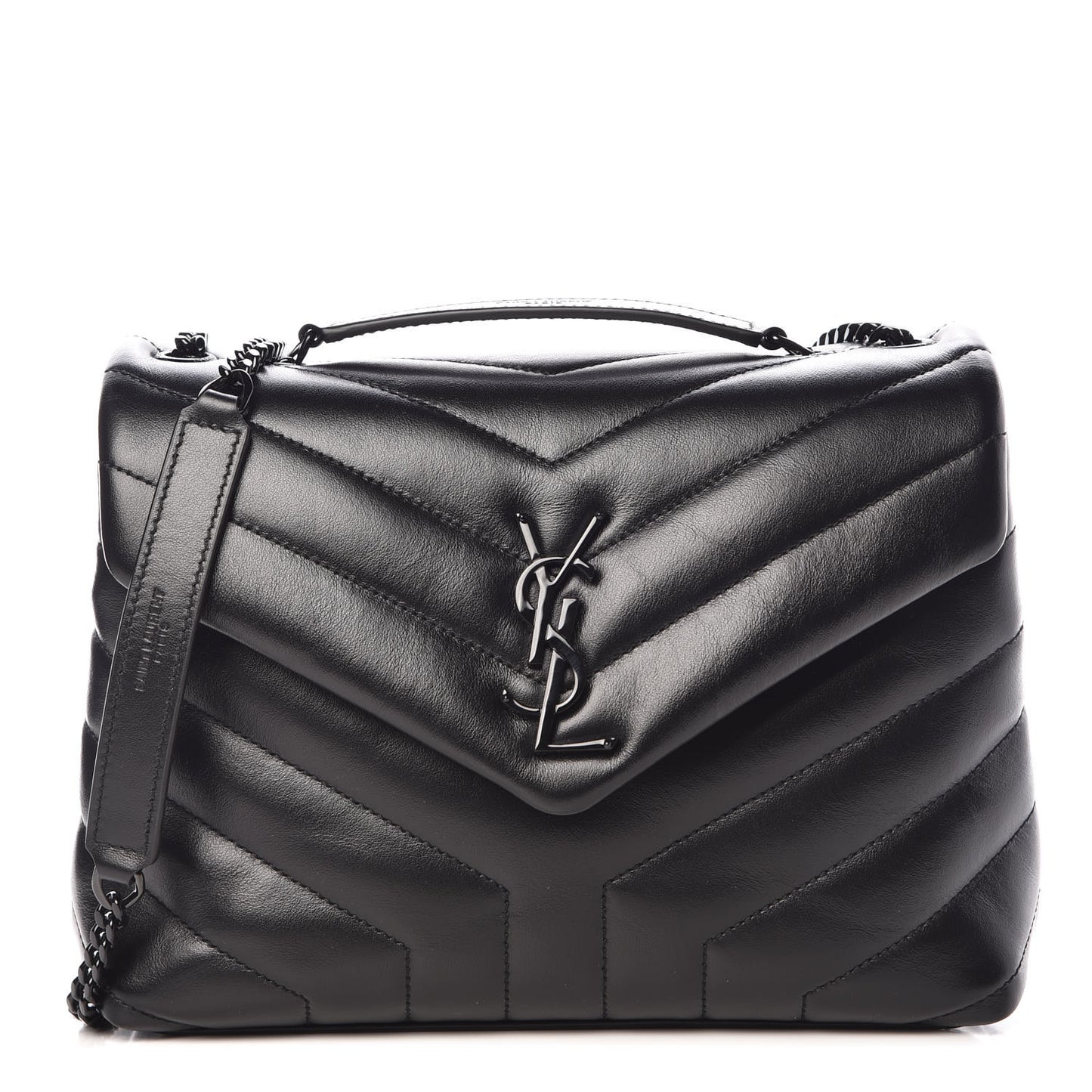 Calfskin Y Quilted Monogram Small Loulou Chain Satchel Black