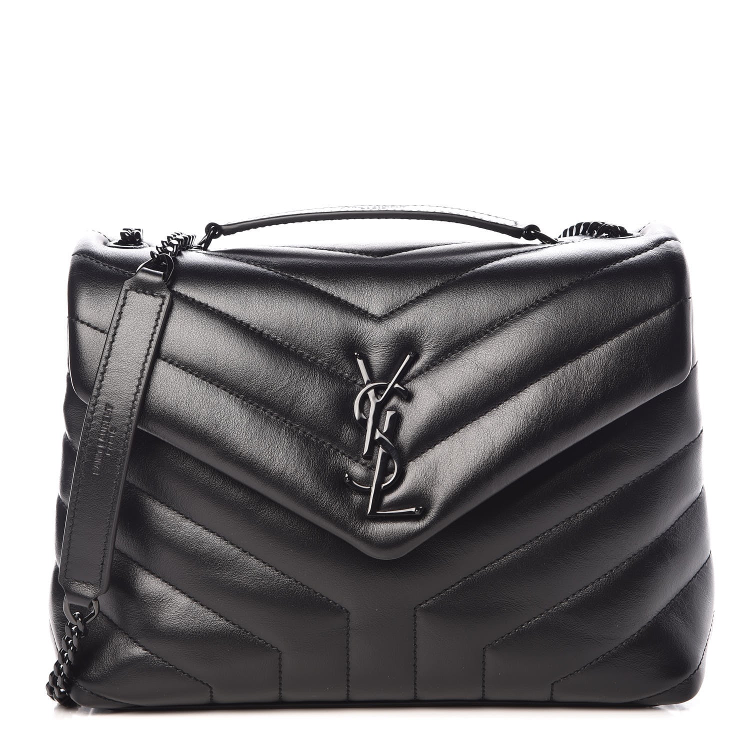 Saint Laurent Calfskin Y Quilted Monogram Small Loulou Chain Satchel Black 1 of 11