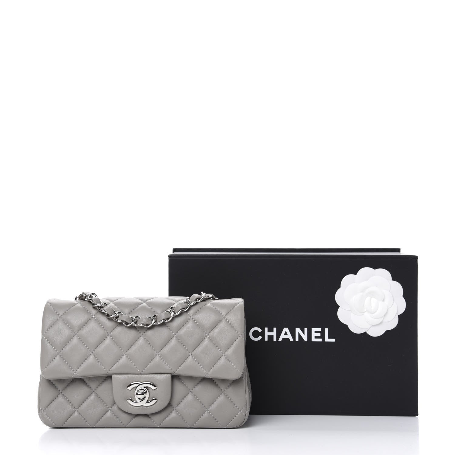 Chanel Lambskin Quilted Mini Rectangular Flap Grey 10 of 10