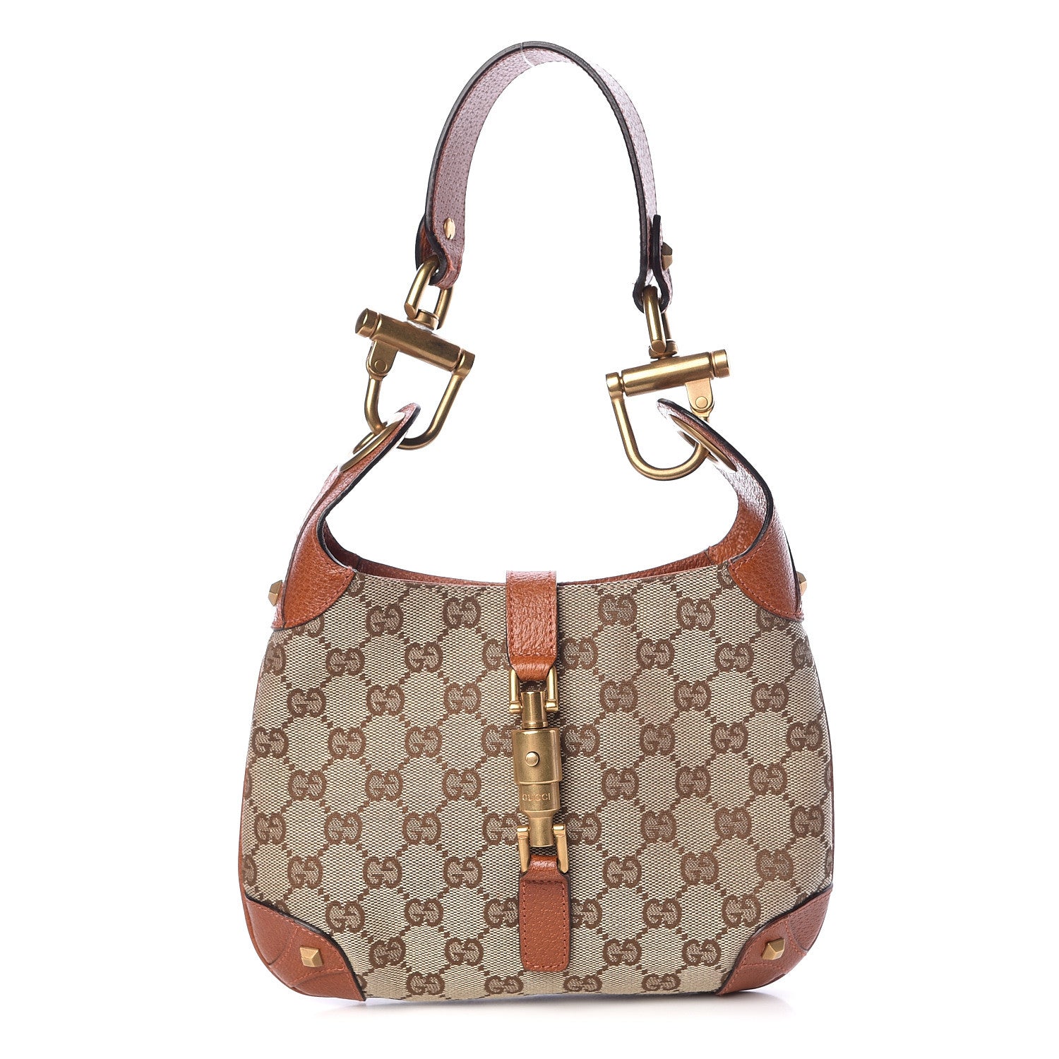 Gucci Monogram Mini Piston Lock Jackie O Hobo Orange 1 of 11