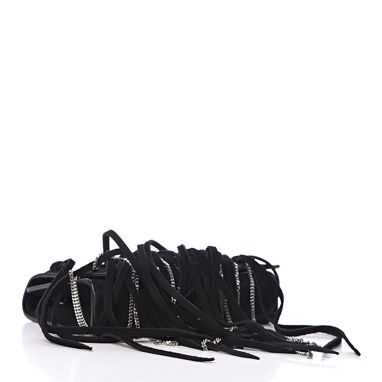 Saint Laurent Suede Fringe Chain Small Monogram Satchel Black 4 of 12