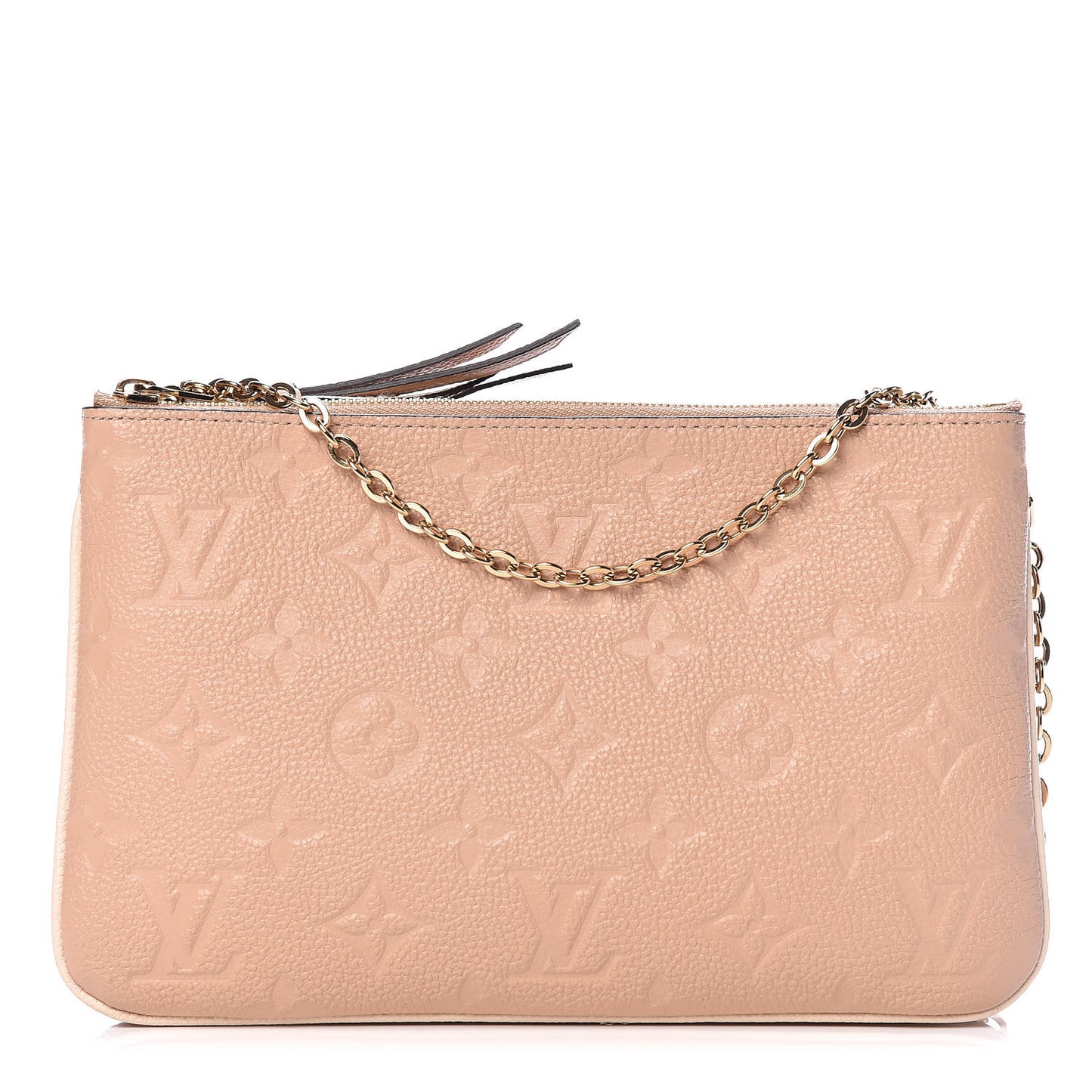 Empreinte Double Zip Pochette Beige Rose Creme