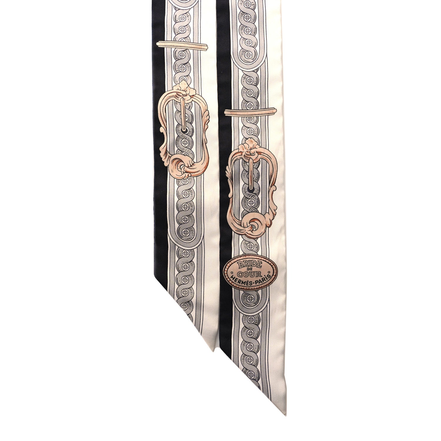 Hermes Silk Bride De Cour Twilly Black White Or Rose 2 of 4