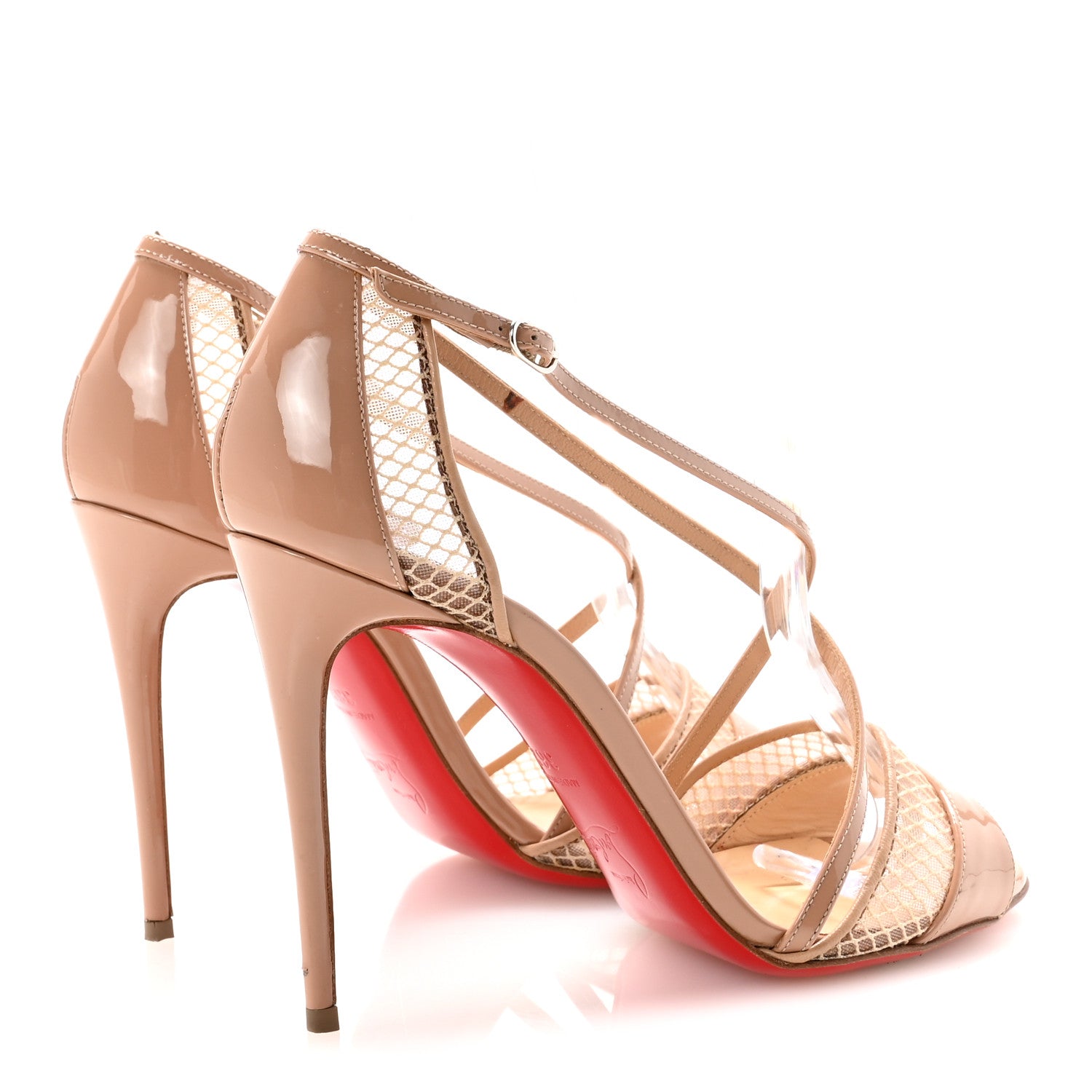 Christian Louboutin Patent Mesh Slikova Sandals Pumps 36.5 Nude 5 of 9