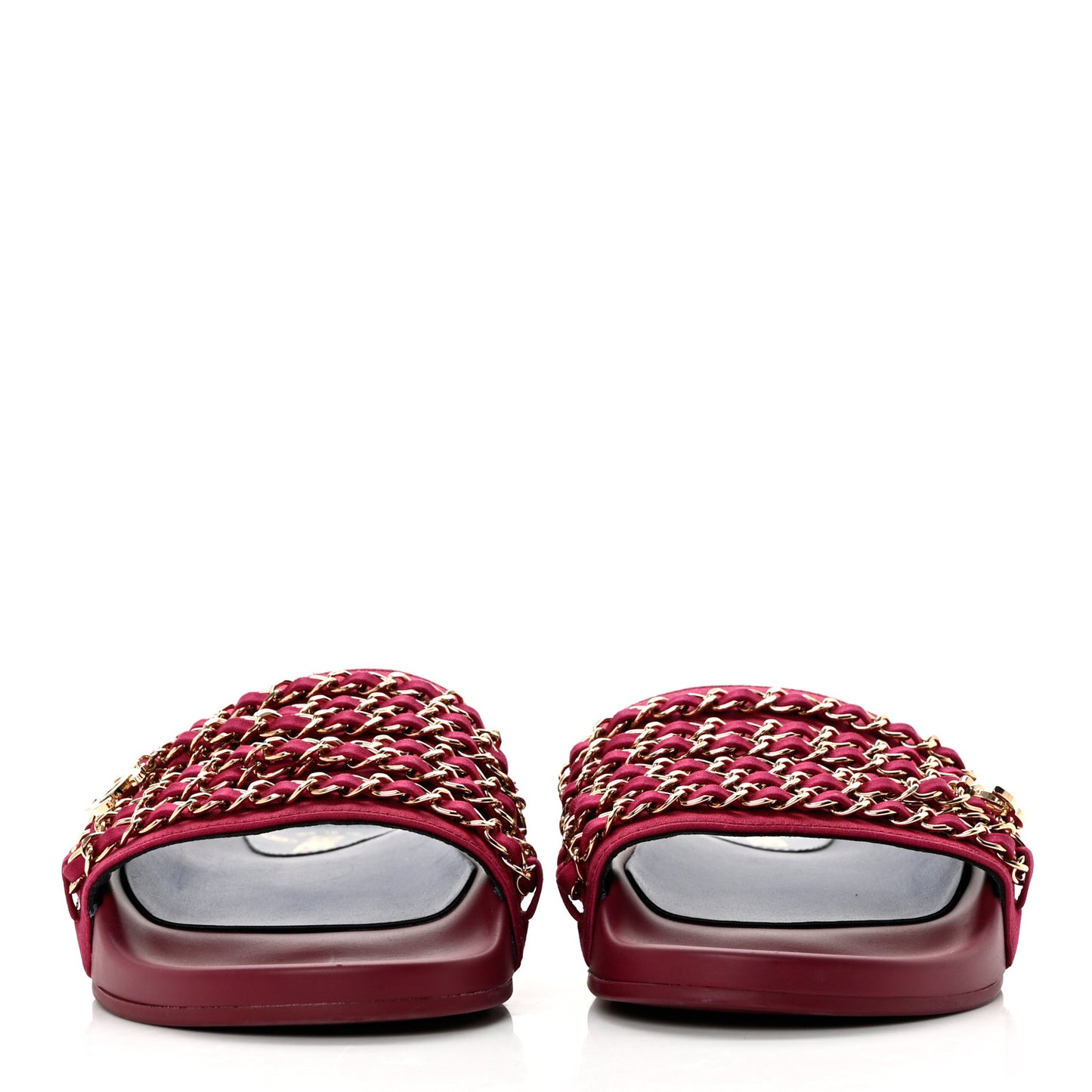 Satin Chain Flat Sandals 39 Dark Fuchsia