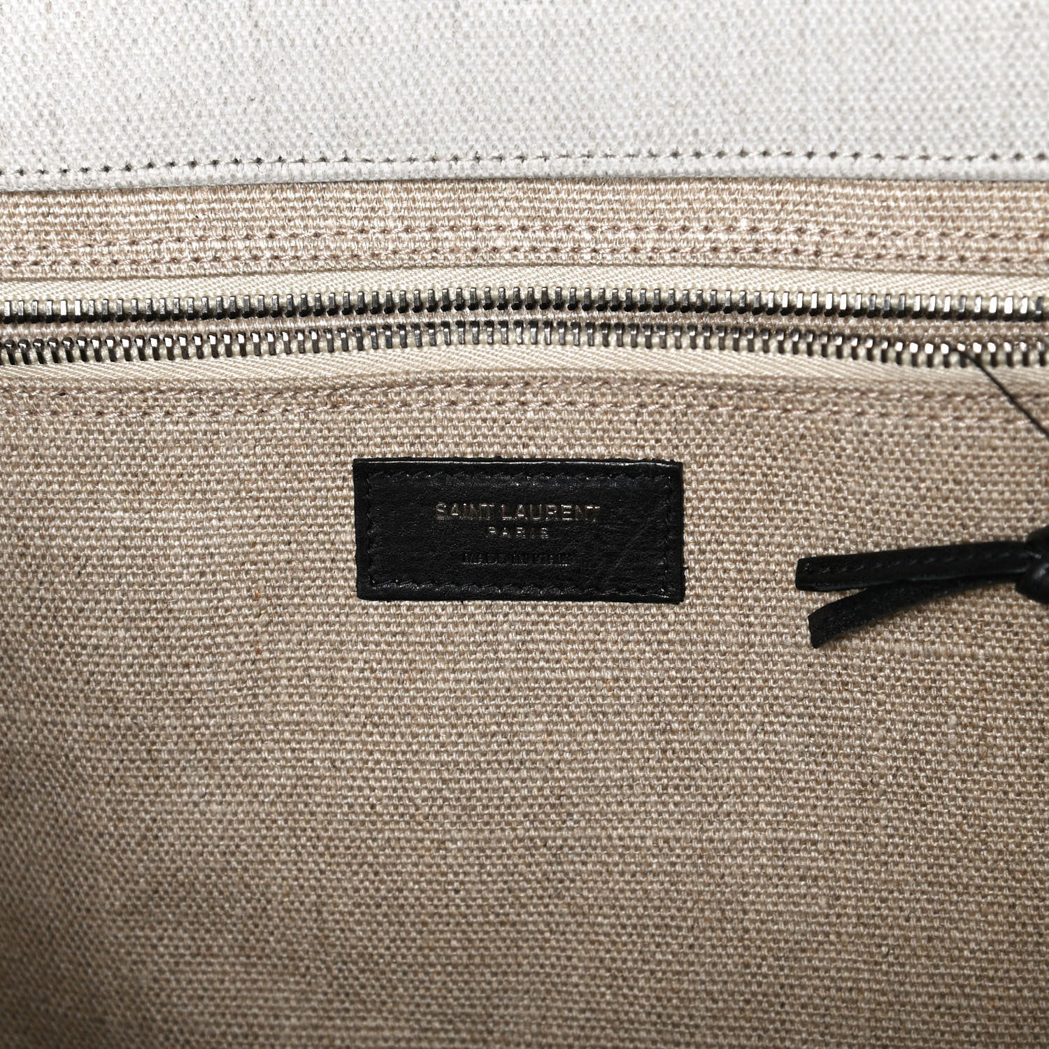 Saint Laurent Linen Calfskin Rive Gauche Tote Optic White 6 of 10