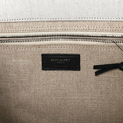 Saint Laurent Linen Calfskin Rive Gauche Tote Optic White 6 of 10